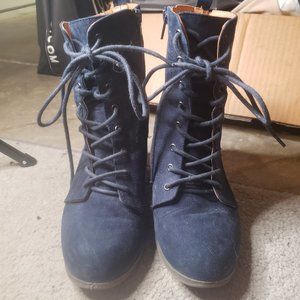 Blue Lace-Up Boots